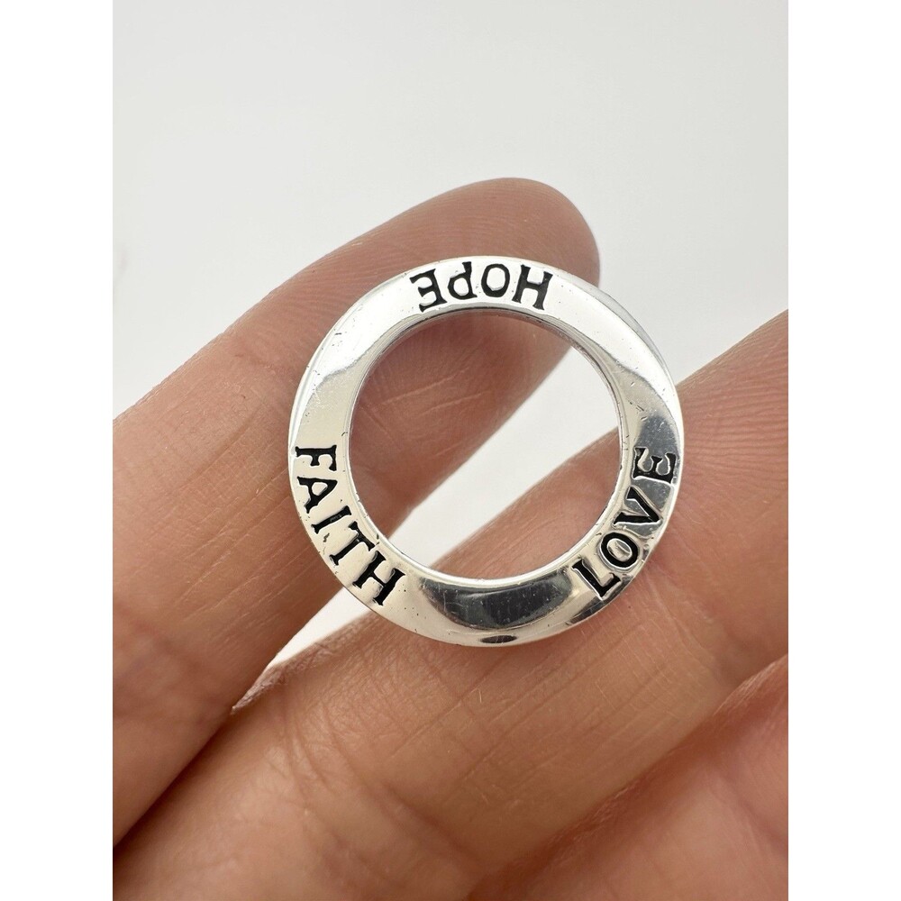 Faith Hope Love Affirmation 925 Solid Sterling Silver Circle Band Pendant